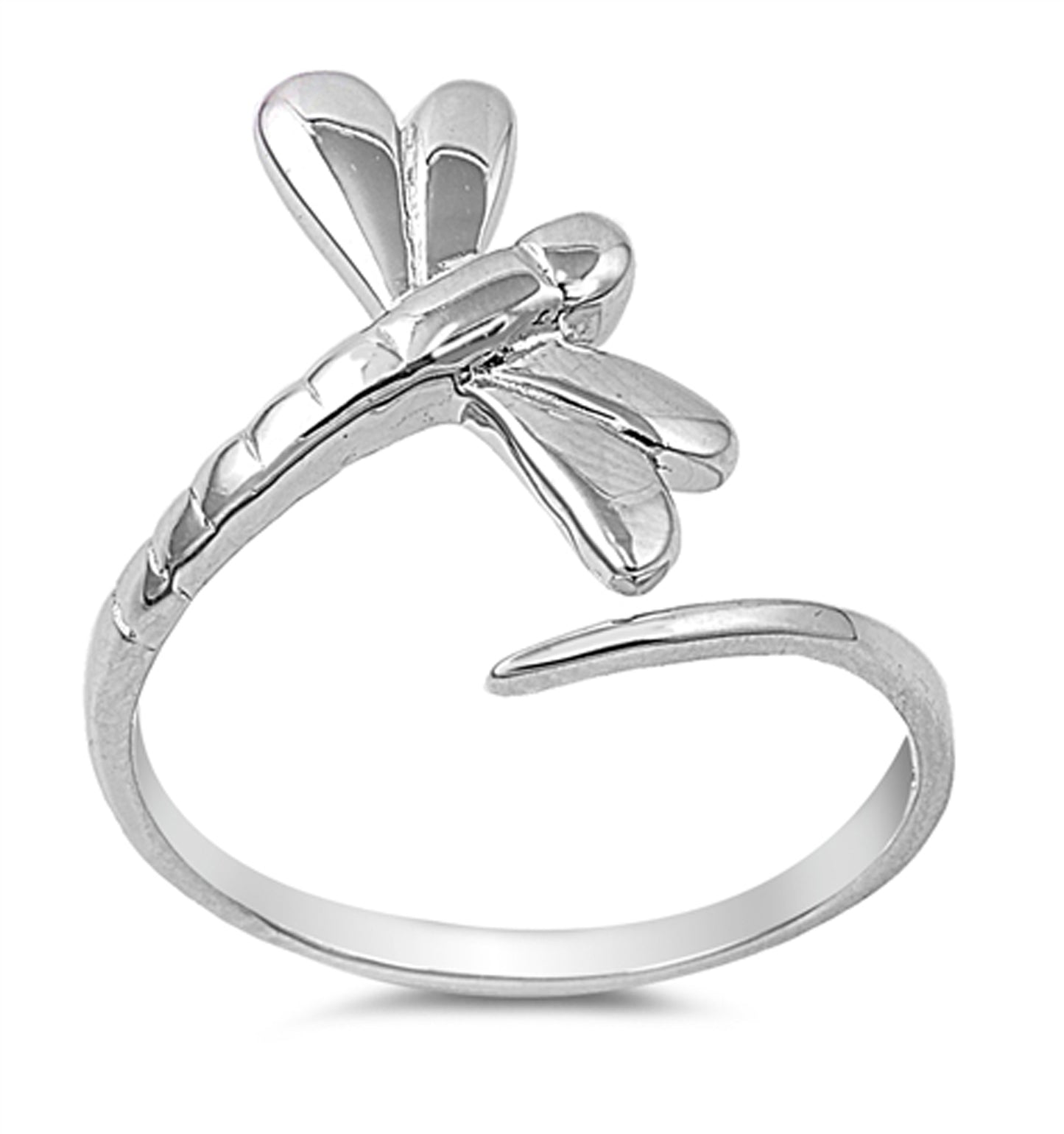 Minimalist Whimsical Dragonfly Hugger Ring in Sterling Silver