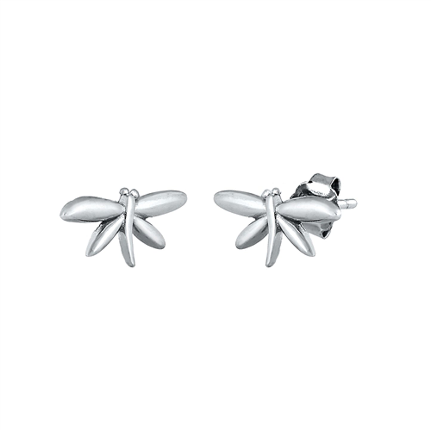 Whimsical Tiny Dragonfly Stud Earrings in Sterling Silver