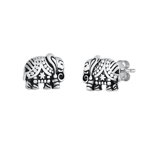 Royal Elephant Stud Earrings in Sterling Silver