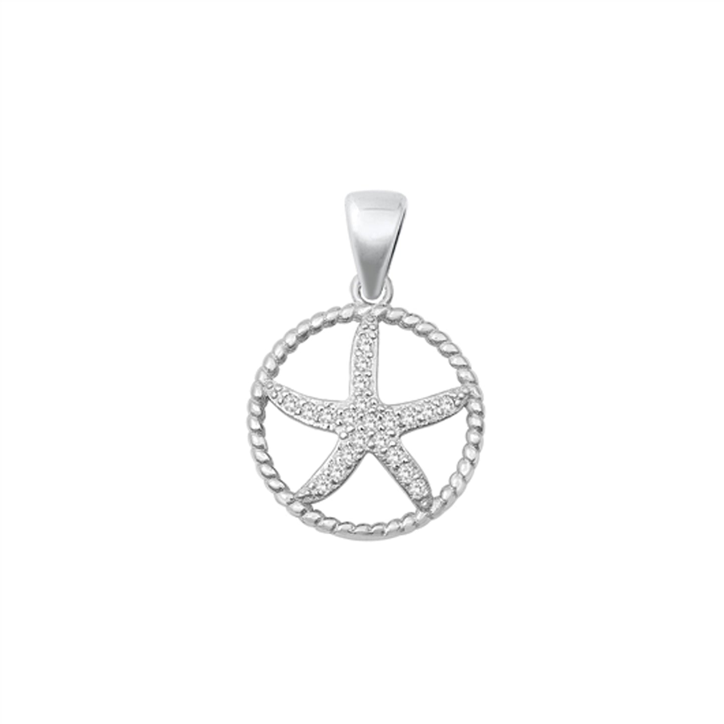 Starfish Twisted Rope Pendant in Sterling Silver