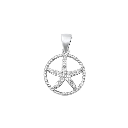 Starfish Twisted Rope Pendant in Sterling Silver