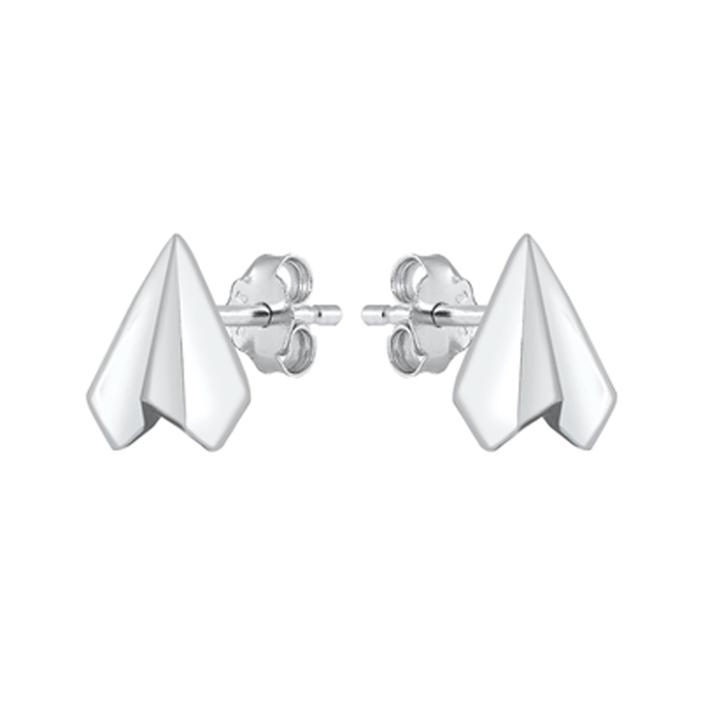 Whimsical Paper Airplane Stud Earrings in Sterling Silver