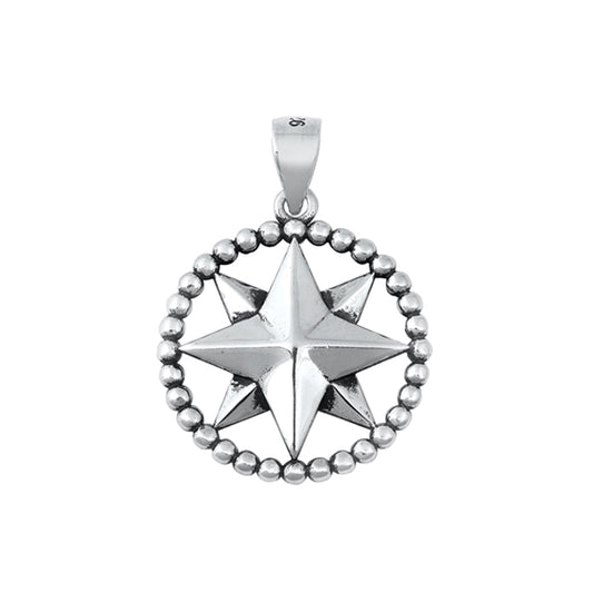 Compass Motif Pendant in Sterling Silver