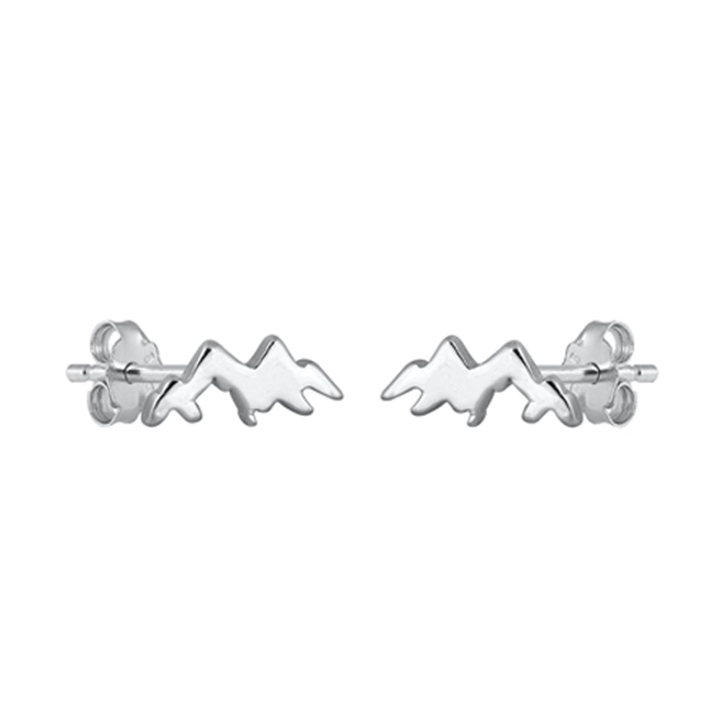 Petite Mountain Top Stud Earrings in Sterling Silver