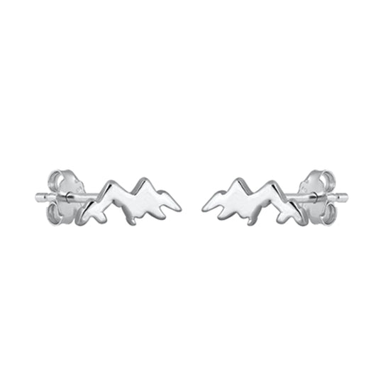 Petite Mountain Top Stud Earrings in Sterling Silver