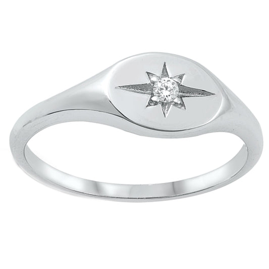 Bethlehem Star Signet Ring in Sterling Silver