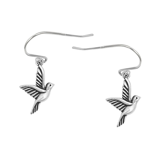 Hummingbird Dangle Earrings in Sterling Silver