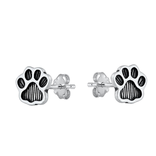 Cub's Paw Stud Earrings in Sterling Silver