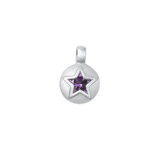 Star with Violet Crystal Pendant in Sterling Silver