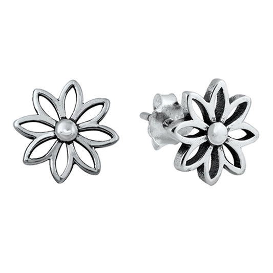 Openwork Daisy Flower Stud Earrings in Sterling Silver