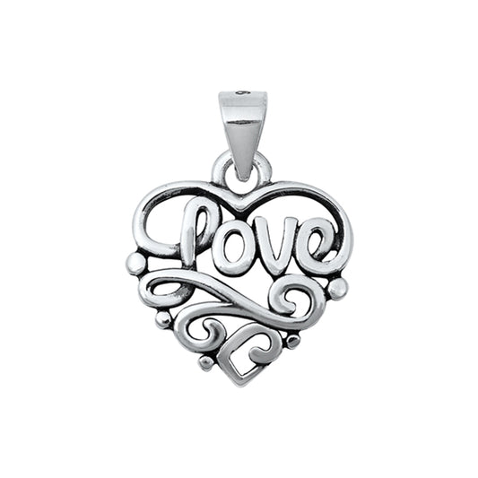 Love Heart Pendant in Sterling Silver