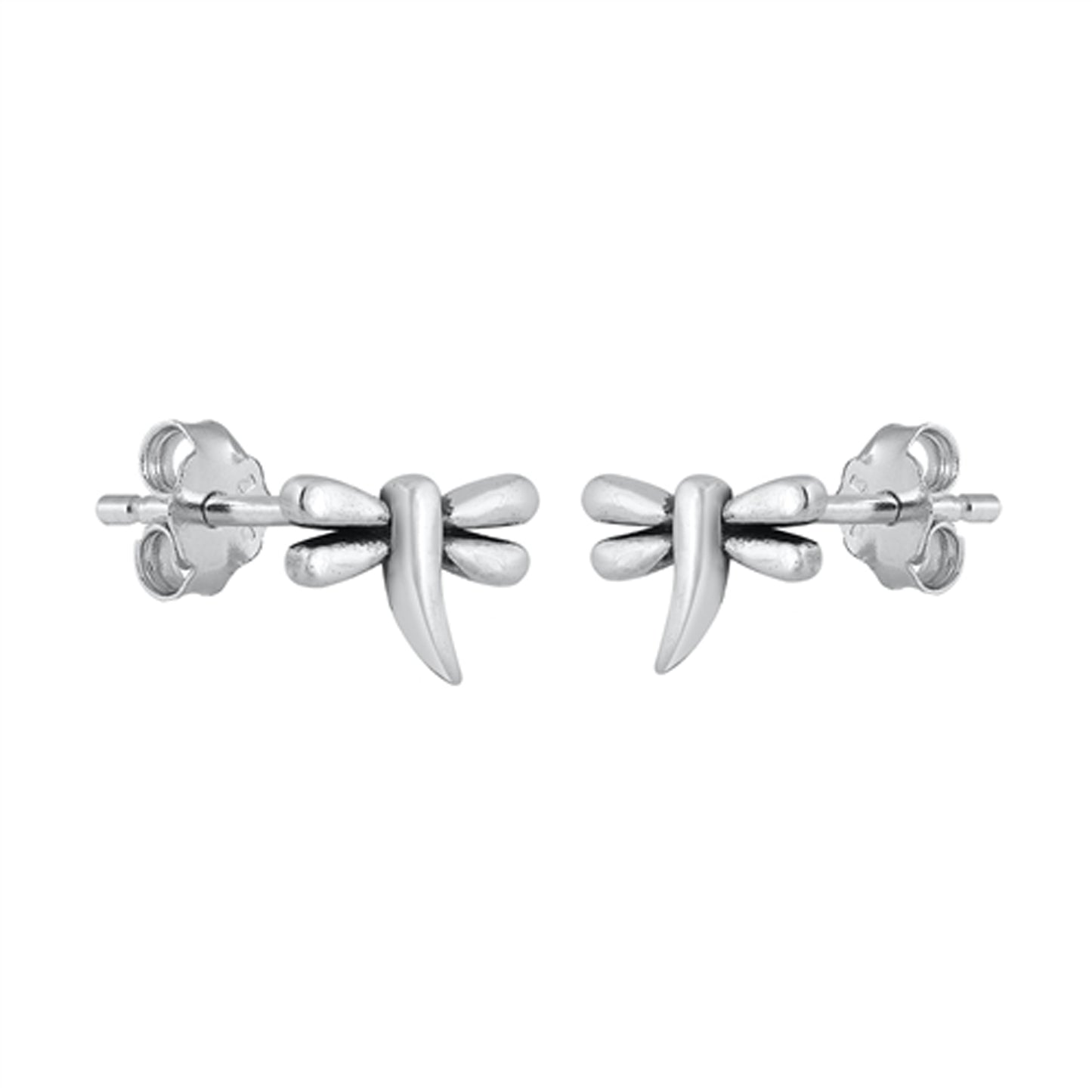 Small Whimsical Dragonfly Stud Earrings in Sterling Silver