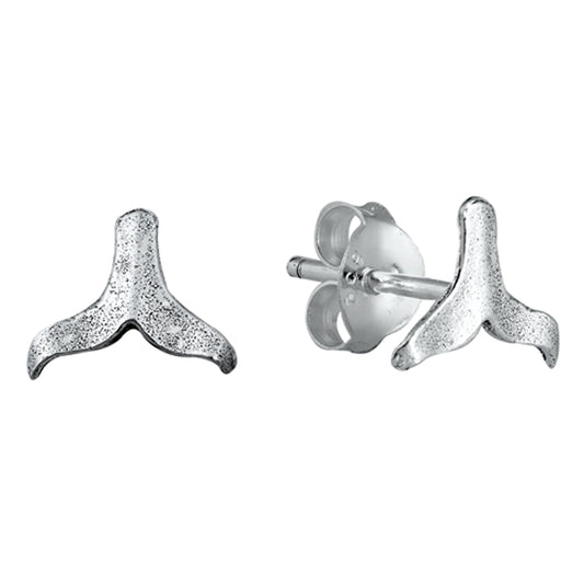 Australian Whale's Tail Stud Earrings in Sterling Silver