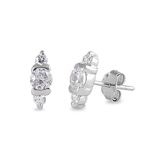 Starburst Cubic Zirconia Stud Earrings & Teens in Sterling Silver