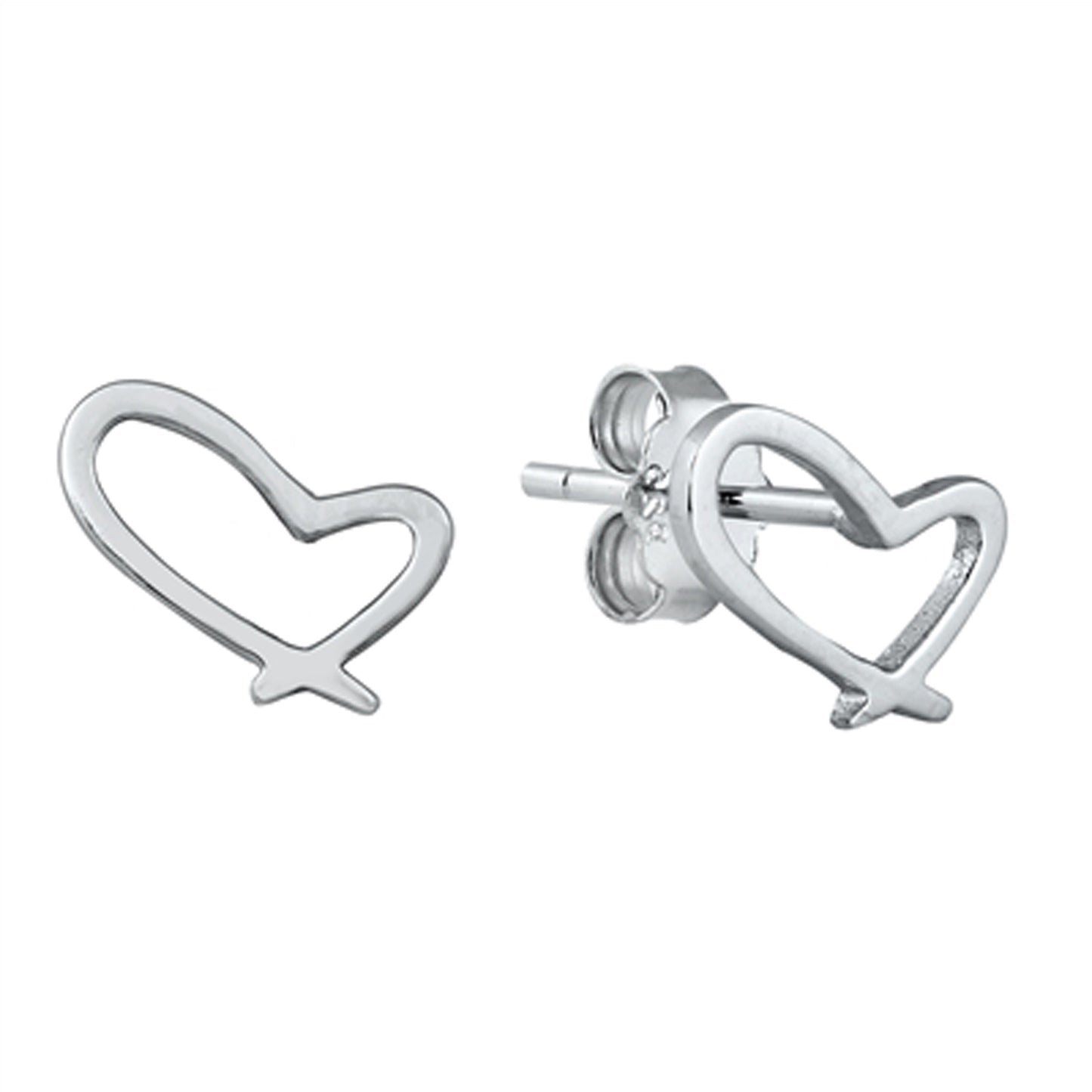 Heart Promise Stud Earrings in Sterling Silver