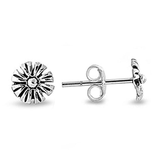 Small Sunflower Stud Earrings in Sterling Silver