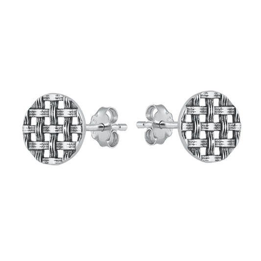 Interwoven Round Stud Earrings in Sterling Silver