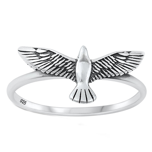 Descending Dove Ring in Sterling Silver