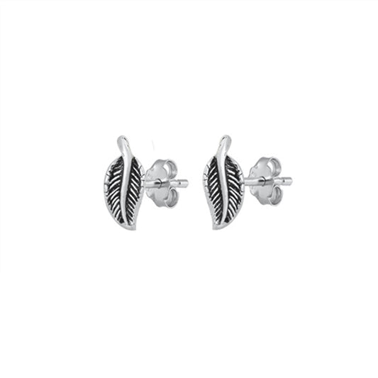 Petite Leaf Stud Earrings in Sterling Silver