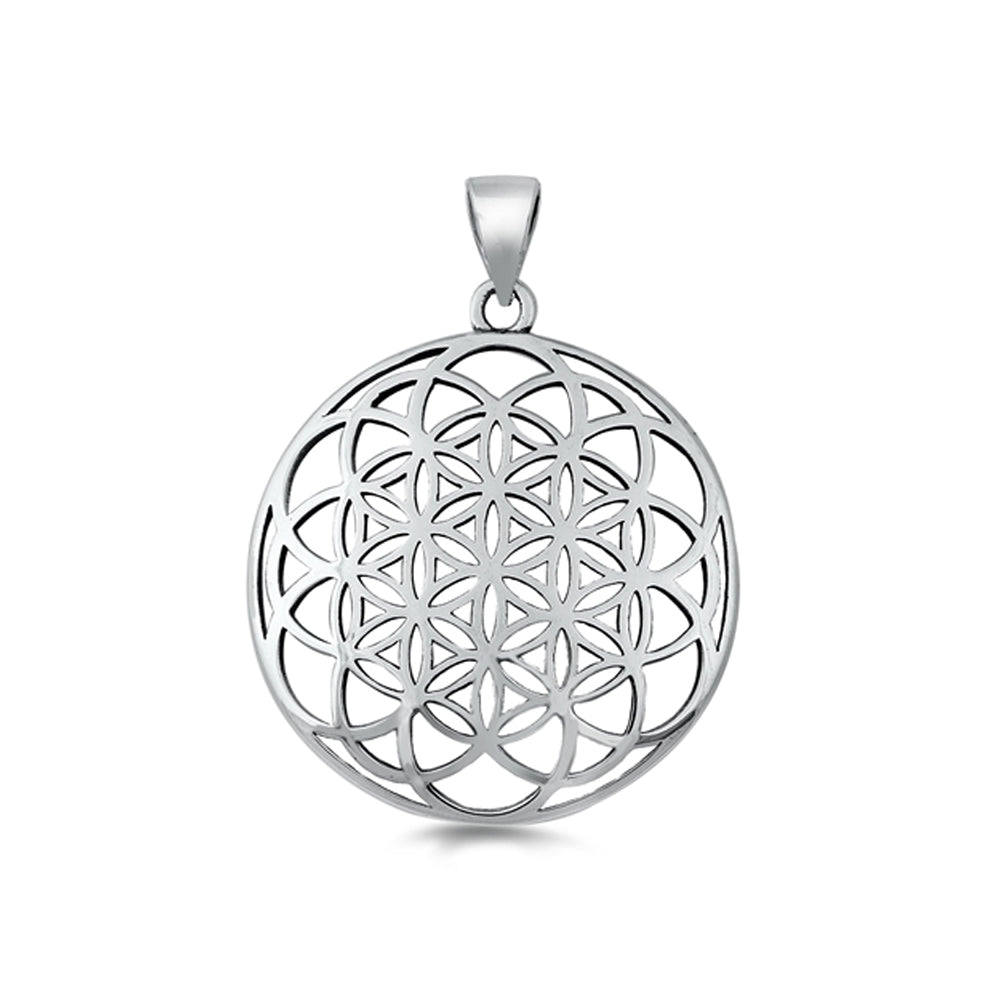 Latticework Disc Pendant in Sterling Silver