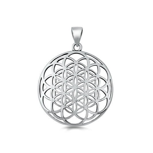 Latticework Disc Pendant in Sterling Silver