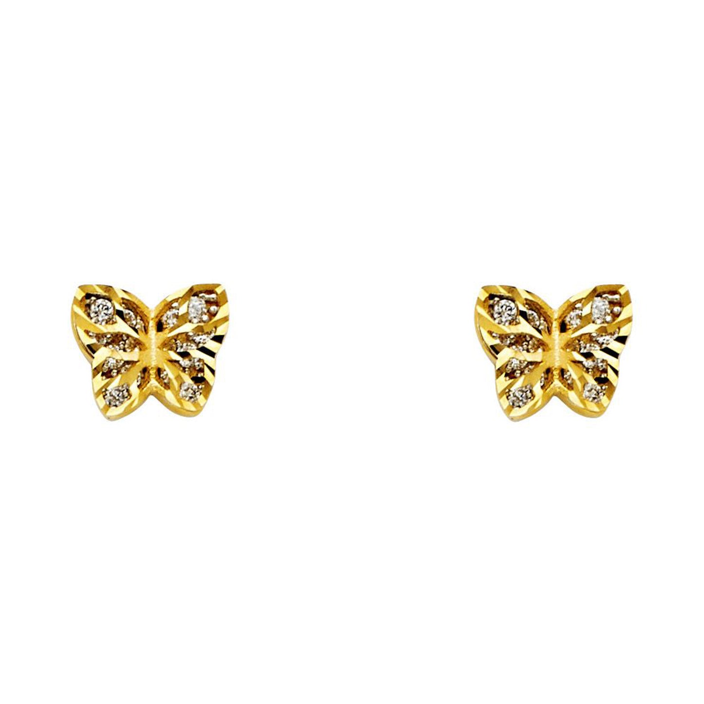 Small Butterfly Stud Earrings in 14k Gold