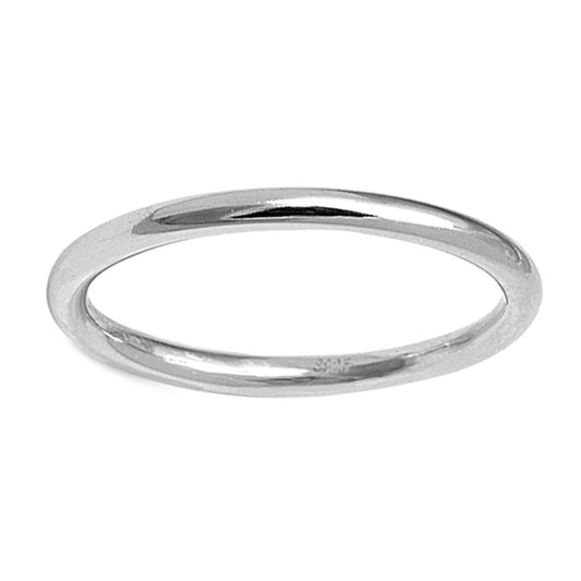 Classic Plain Minimalist Wedding Band in Sterling Silver