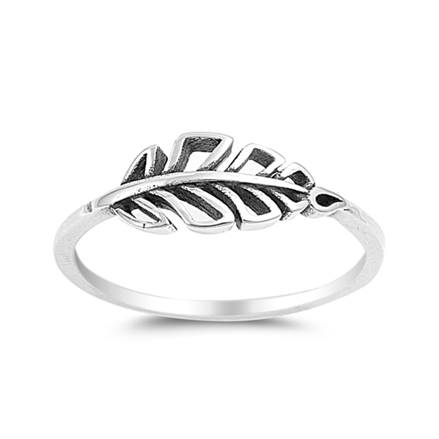 Openwork Leaf Stackable Ring in Sterling Silver