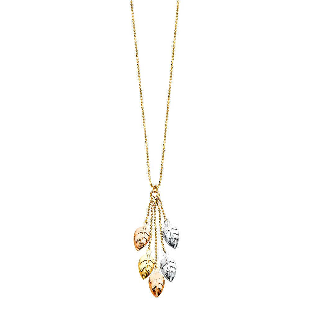 Rustling Leaves Pendant Necklace in 14k Three Tone Gold