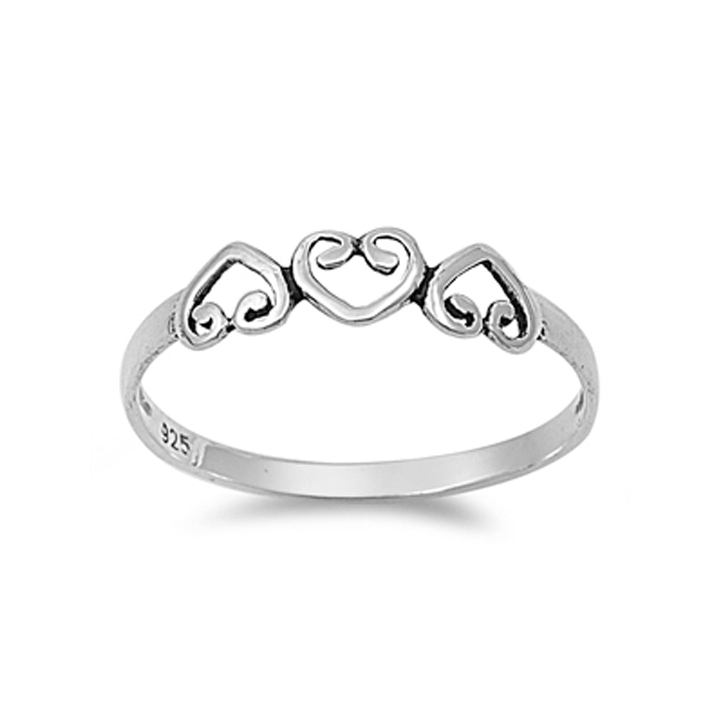 Spiral Hearts Whimsical Ring in Sterling Silver