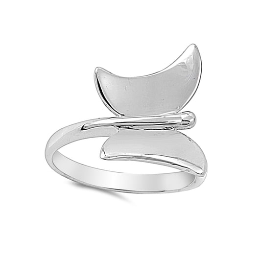 Sideway Butterfly Ring Polish Finish in Sterling Silver