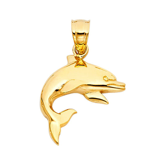 Classic Dolphin Pendant in 14k Yellow Gold