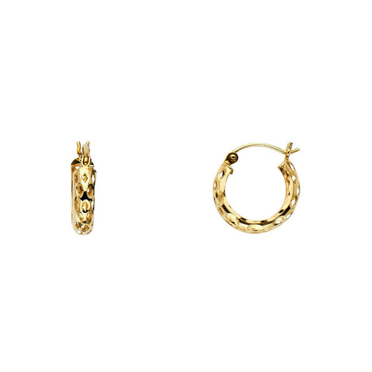 Cut-out Tube Hoop Earrings in 14k Yellow Gold