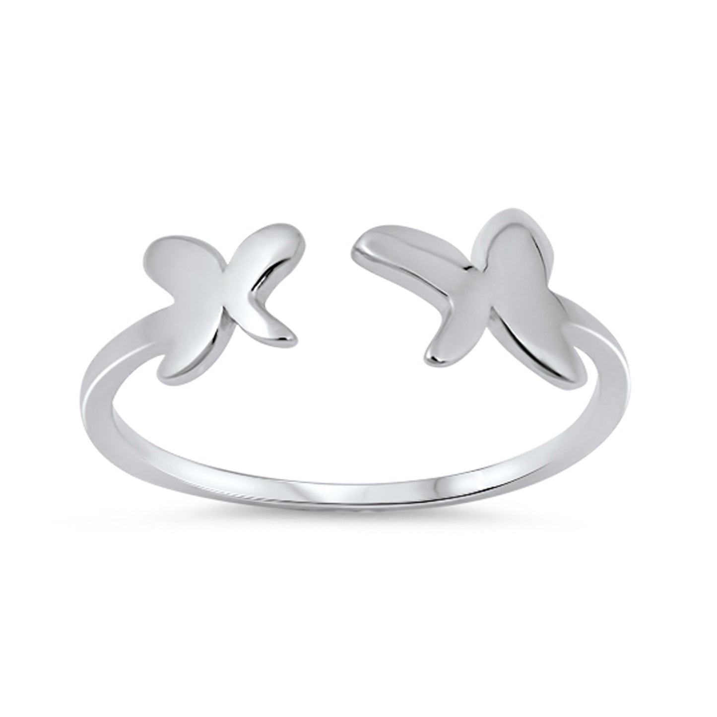 Floating Butterflies Open End Ring in Sterling Silver