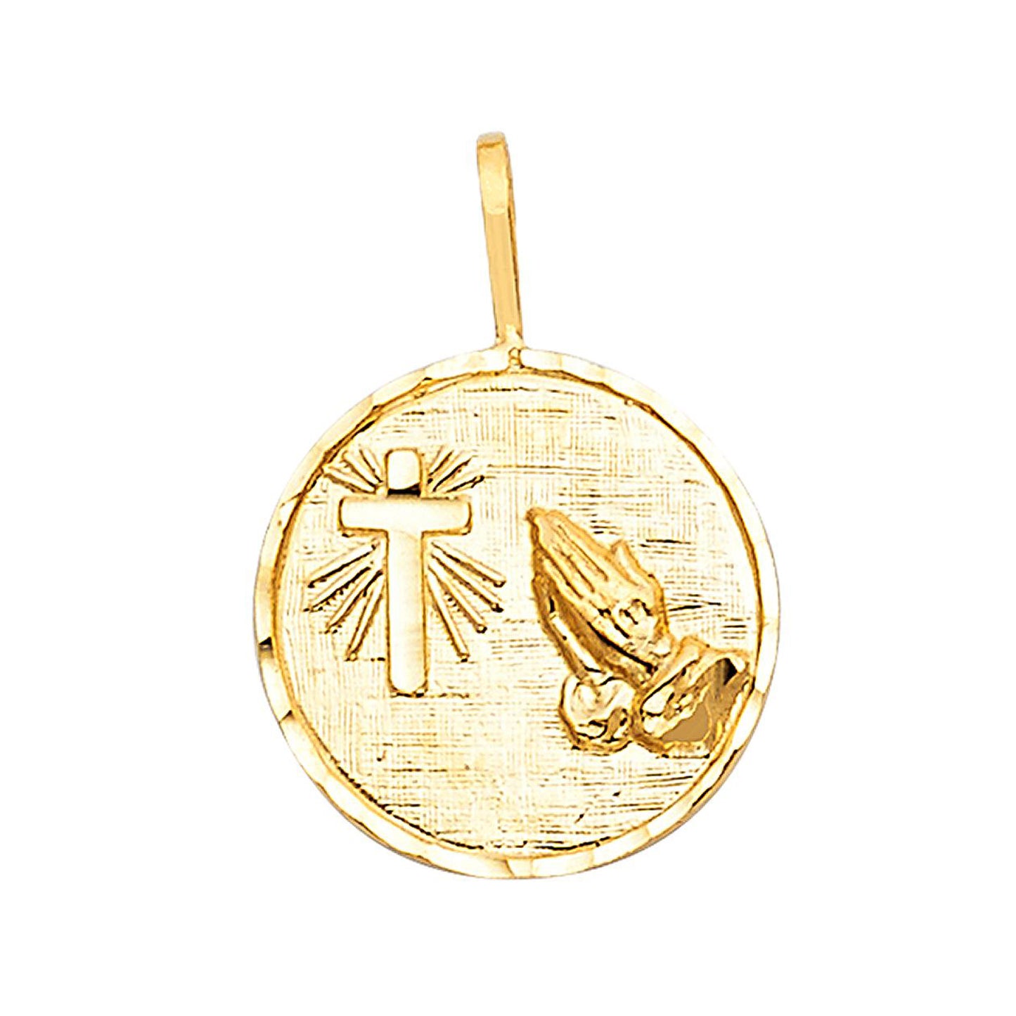 Pray Without Ceasing Disc Pendant in 14k Yellow Gold