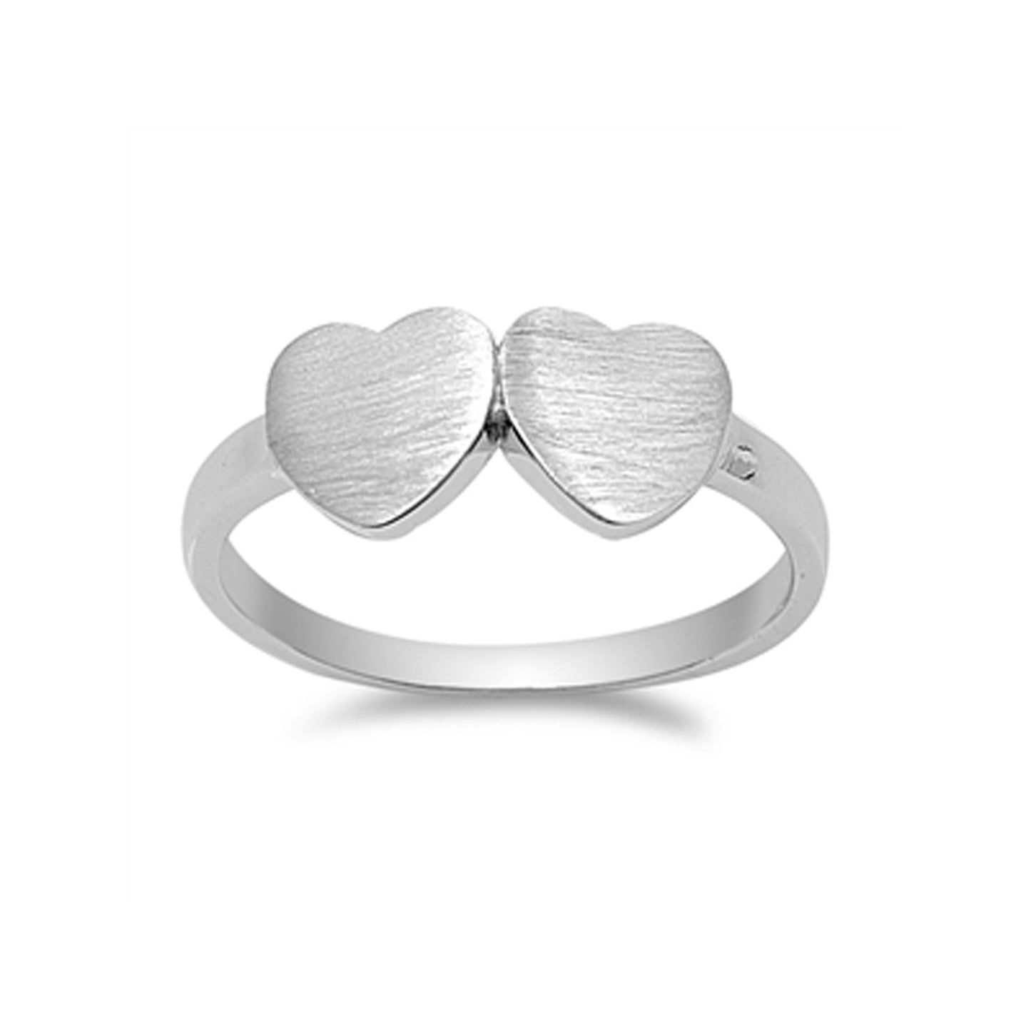 Satin Finish Sweet Hearts Ring in Sterling Silver