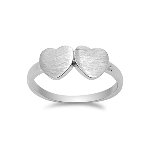 Satin Finish Sweet Hearts Ring in Sterling Silver