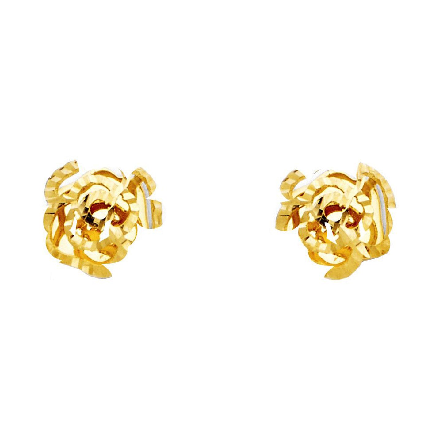 Rose Bud Stud Earrings in 14k Yellow Gold