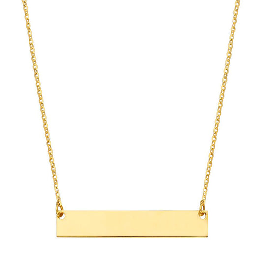 Classic Plain Bar Minimalist Pendant Necklace in 14k Yellow Gold