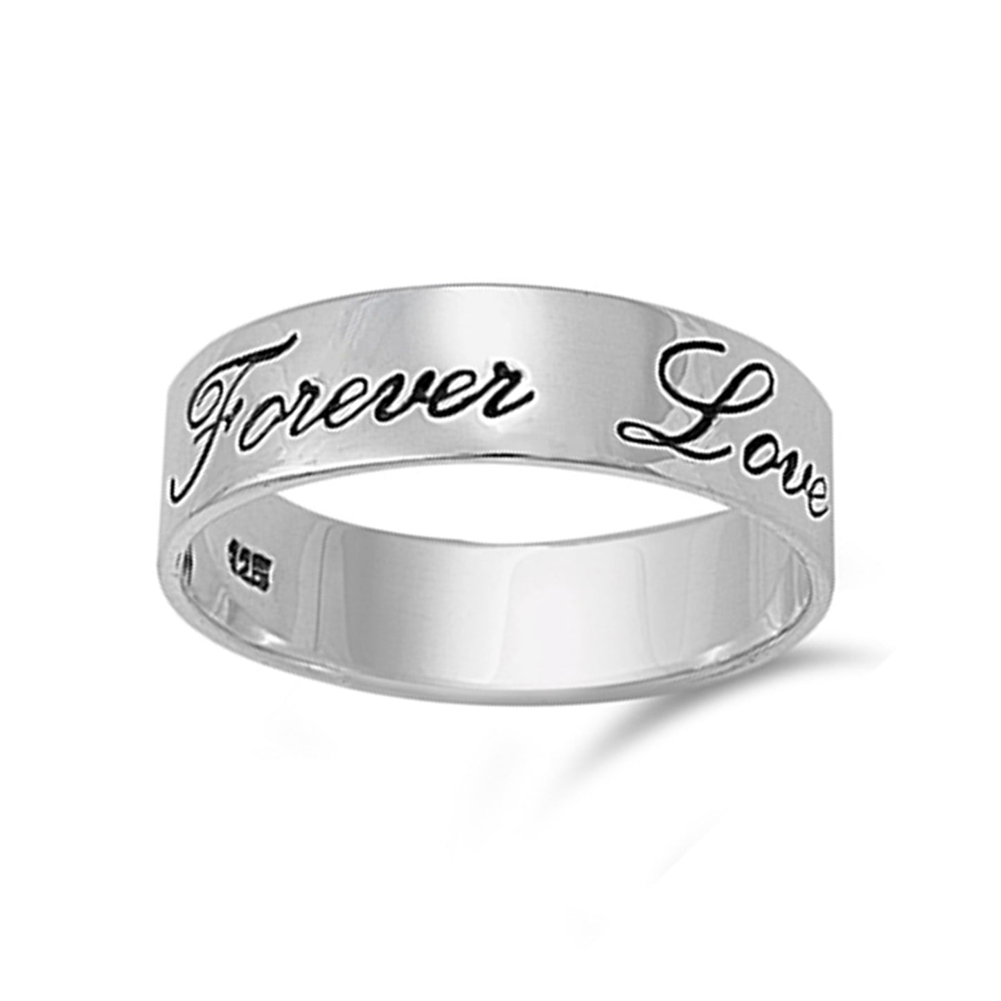 Forever Love Engrave Wedding Band in Sterling Silver