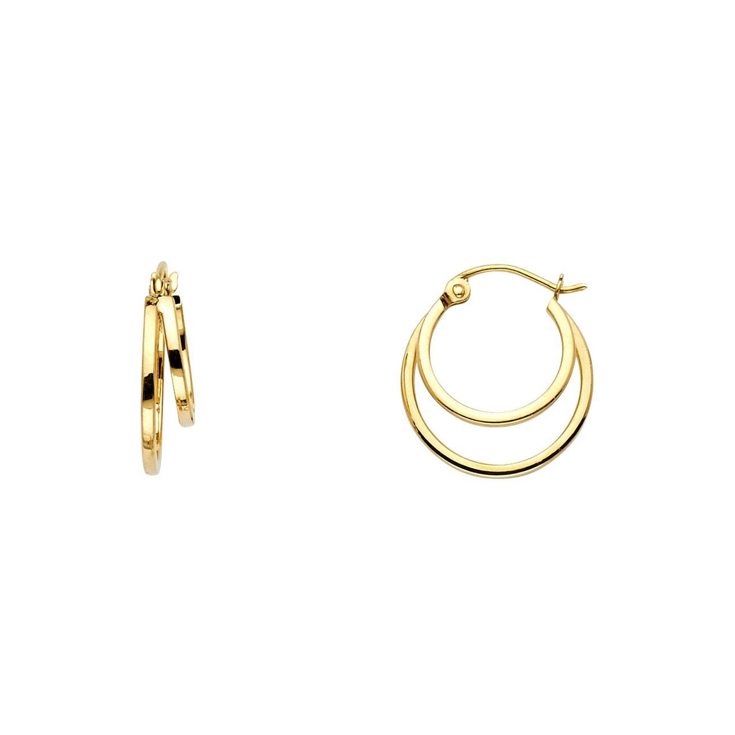 Layered Double Hoop Earrings in 14k Gold