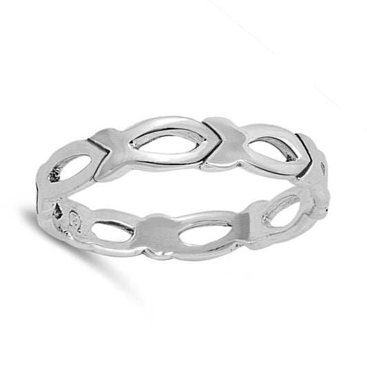 Christian Fish Eternity Ring in Sterling Silver