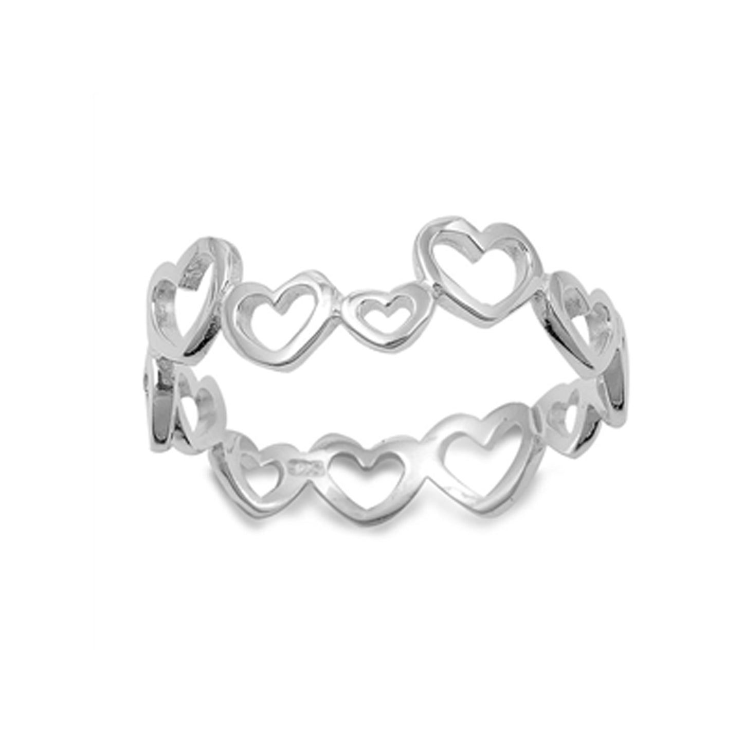 Floating Hearts Stackable Ring in Sterling Silver