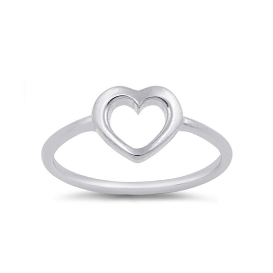 Open Heart Stackable Ring Polish Finish in Sterling Silver