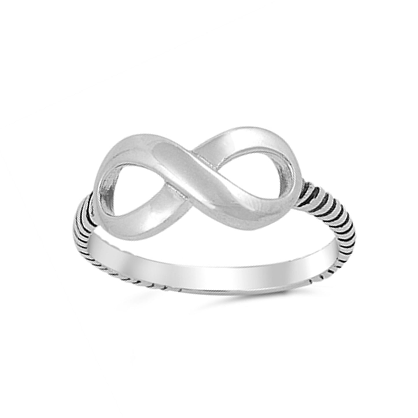 Antique Finish Infinity Stackable Ring in Sterling Silver