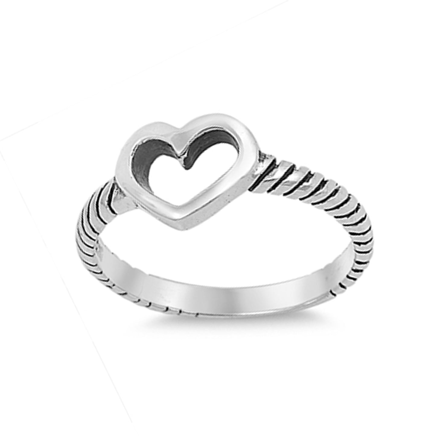 Antique Finish Heart Stackable Ring in Sterling Silver