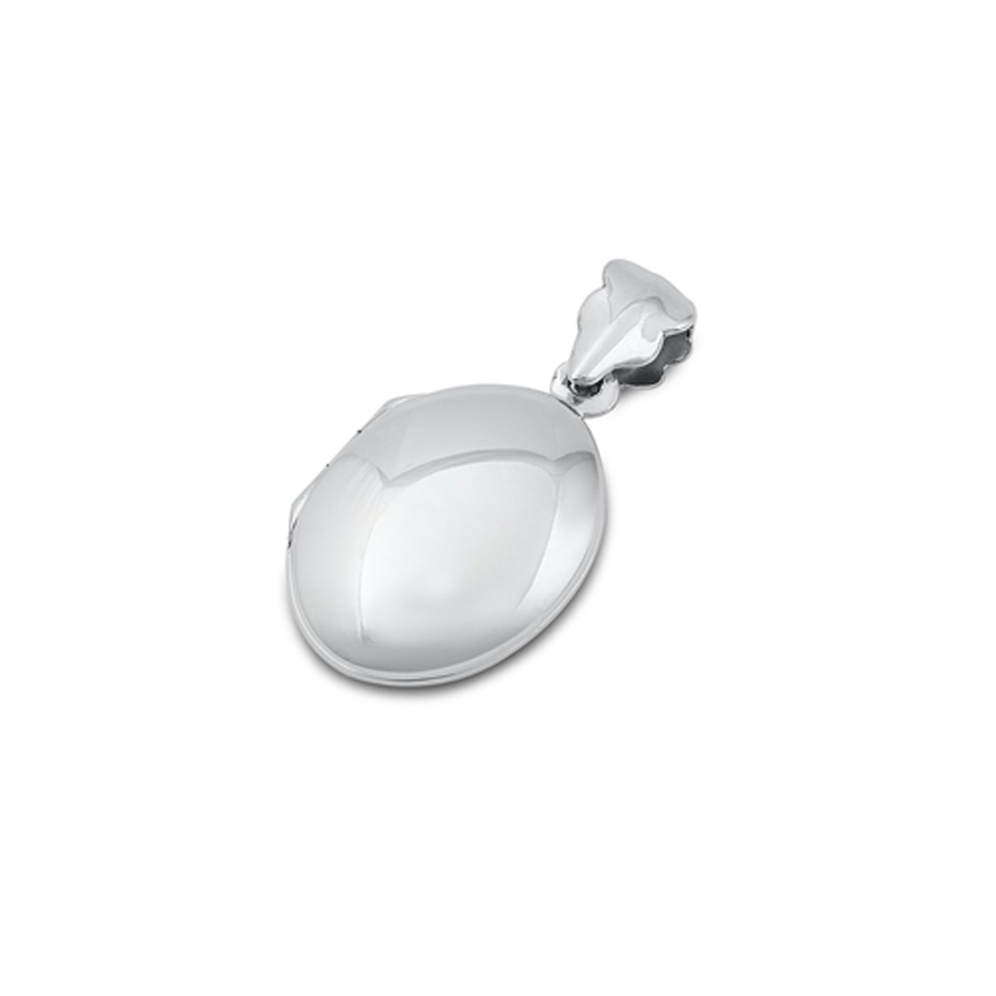 Plain Polished Oval Picture Locket Pendant in Sterling Silver