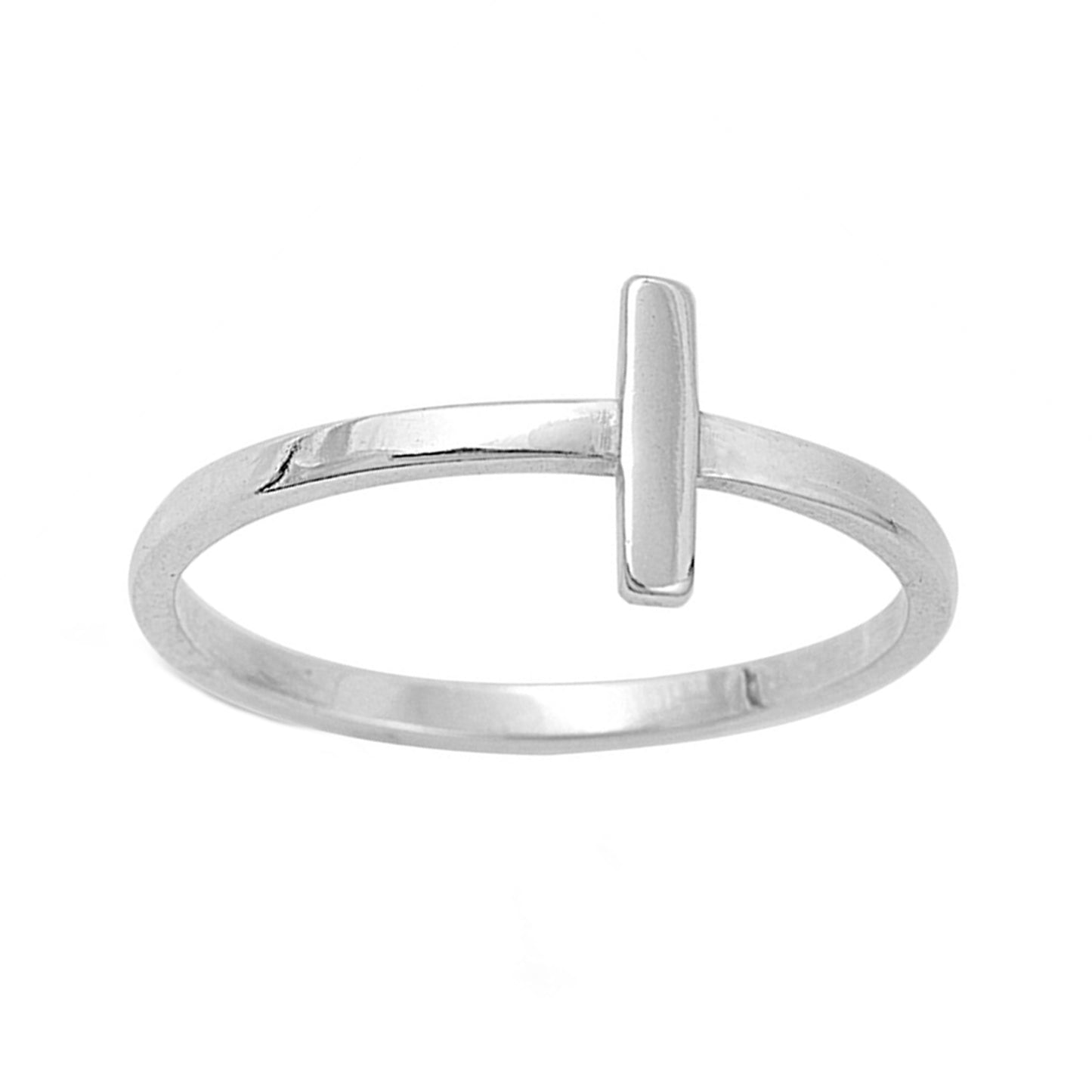 Simple Sideway Cross Minimalist Ring in Sterling Silver