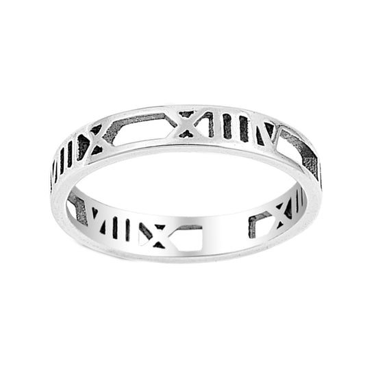 Roman Numerals Ring in Sterling Silver