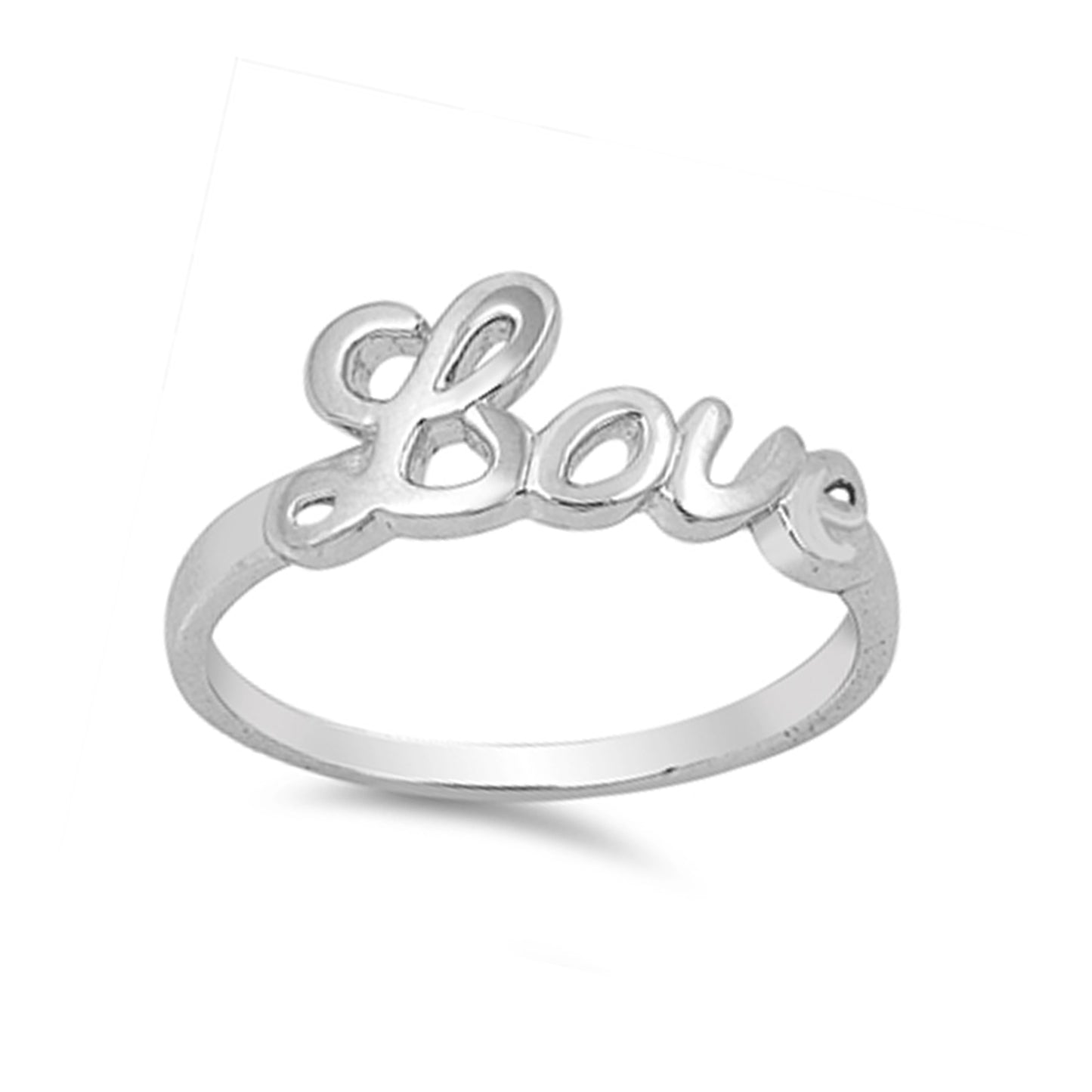 Scripted Love Statement Ring in Sterling Silver